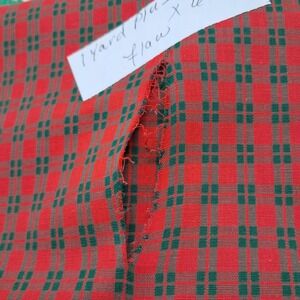 Red Plaid Fabric 1 Yard Plus 24" x 60" Sewing Material Crafting Flaw